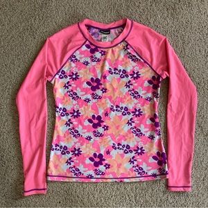 Juniors Swim Long Sleeve Rash Guard - Size Medium - Joe Boxer Floral